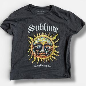 Sublime Tee *Women Sz M* Gray Sun Long Beach, CA Graphic Short Sleeve Cotton